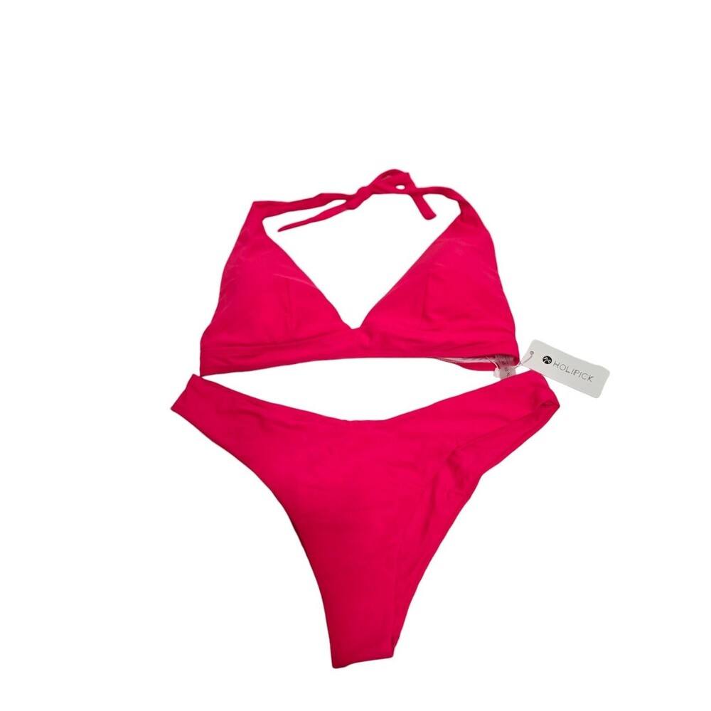 Holipick NWT Halter Top Hot Pink Bikini Woman's Size XL